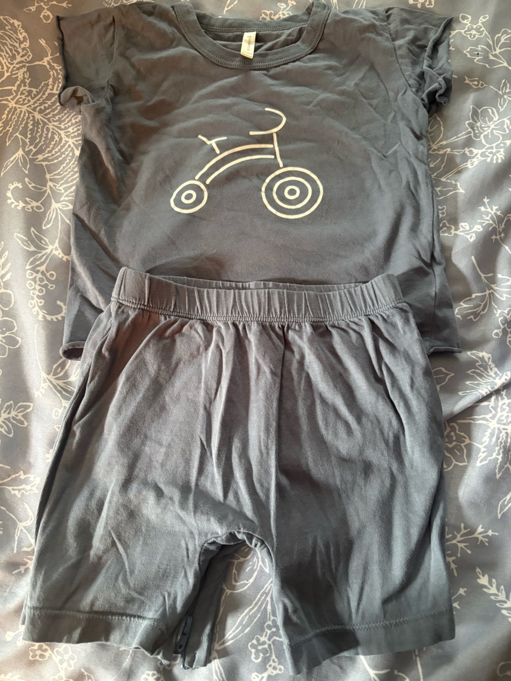 Matching Set in Blue/Gray with Tricycle Graphic